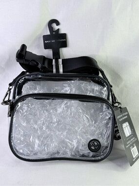 Adrienne Vittadini Clear Belt Bag with Black Trim Stadiums Approved